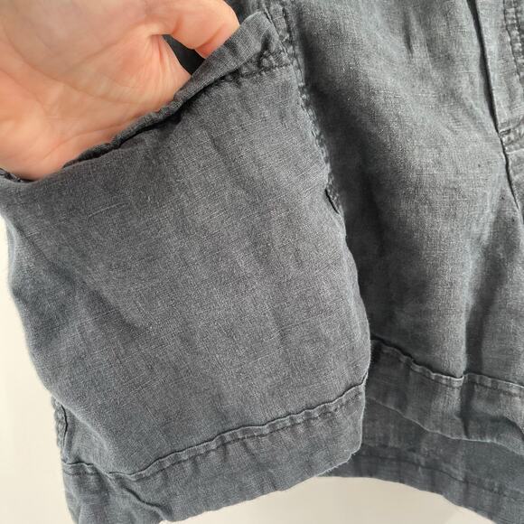 ATHLETA Cabo Shorts Size 16 100% Linen Washed Out Black Pull On Summer Casual - Picture 9 of 12